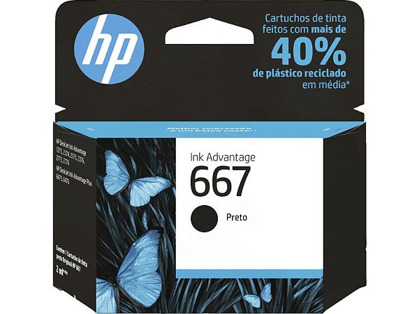 CARTUCHO ORIGINAL HP 667 PRETO 2ML 3YM79AL