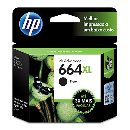 CARTUCHO ORIGINAL HP 664XL PRETO 8,5ML F6V31AB