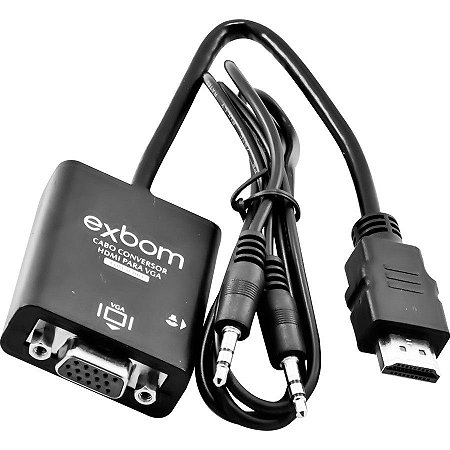 ADAPTADOR CONVERSOR HDMI PARA VGA + AUDIO P2