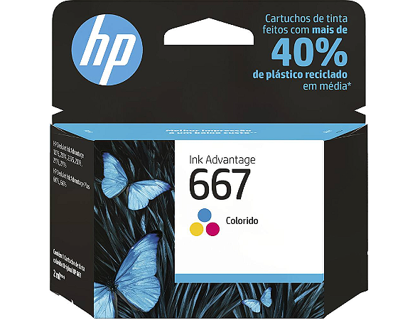Cartucho de Tinta HP 667 Colorido Original (3YM78AB) Para HP DeskJet Ink Advantage 2376, 2776, 6476, 2874, HP - CX 1 UN
