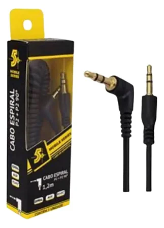 Cabo Espiral Mobile P2 x P2 Estéreo Plug Reto 5+ Series - Modelo com 1,20 Metros