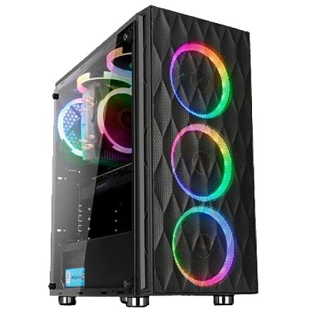 GABINETE GAMER LIKETEC HORUS MID TOWER 3 FAN RGB LATERAL VIDRO