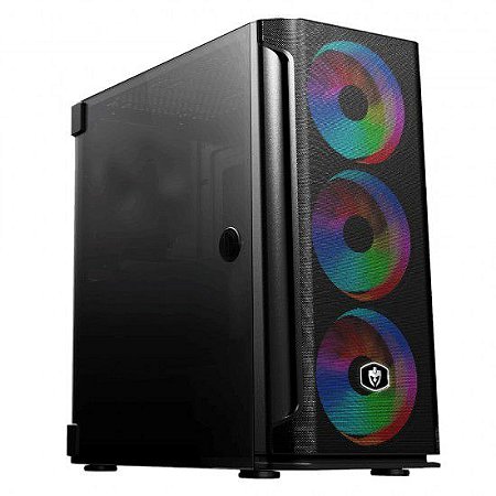 GABINETE GAMER EVOLUT EG-812 MESH RGB BLACK VIDRO