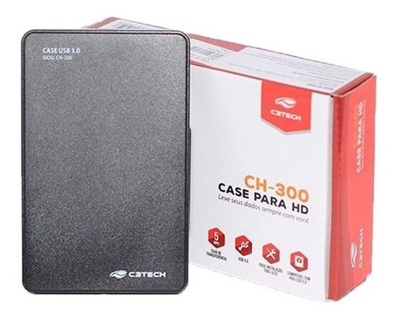 GAVETA CASE HD 2.5 CH-300BK USB 3.0 PRETO C3TECH