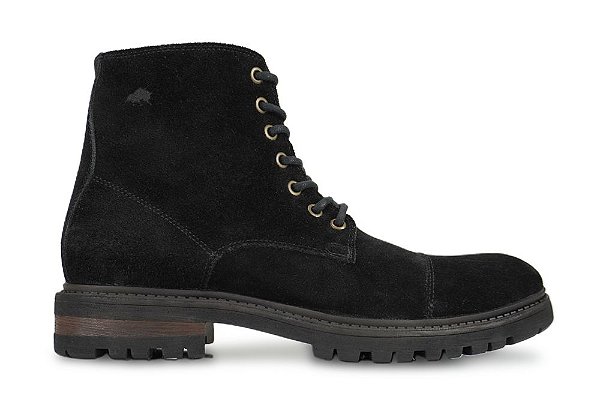 Bota Masculina Cano Médio Couro Camurça Preto Barcelona Design | Montana Bull