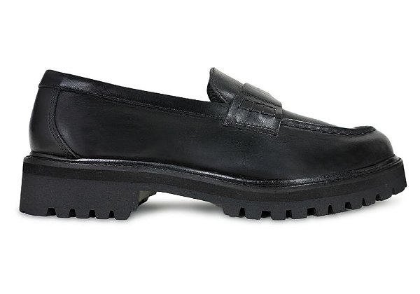 Mocassim Loafer Couro Preto Barcelona Design