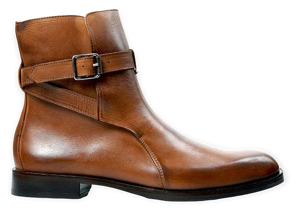 Bota Masculina Cano Alto Couro Whisky Barcelona Design | Jodhpur