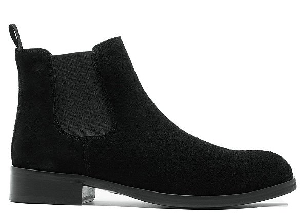 Bota Chelsea Masculina Couro Camurça Preto Barcelona Design