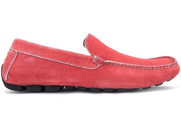 Mocassim Masculino Couro Camurça Vermelho Barcelona Design