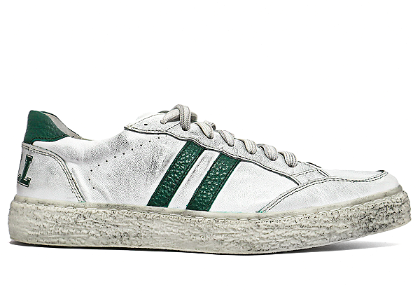 Tênis Sneakers Couro Branco/Verde Barcelona Design | Luck Bull