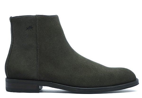 Bota Chelsea Masculina Zíper Lateral Couro Camurça Cinza  Barcelona Design