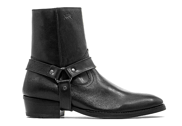 Bota Masculina Harness Couro Preto Barcelona Design