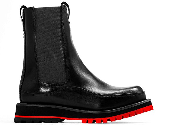 Bota Chelsea Cano Alto com Zipper Couro Preto Barcelona Design