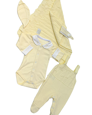 Saida de Maternidade Menina Tricô 5 Peças