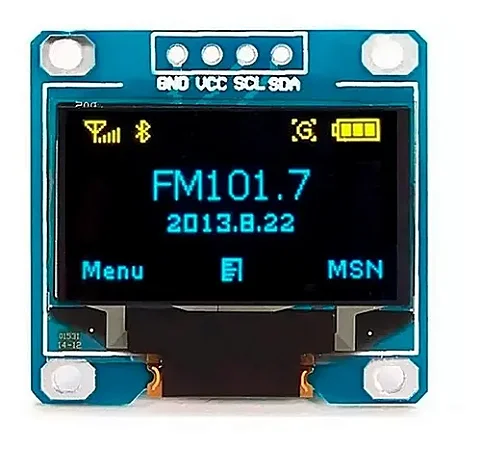Display Oled 128x64 0.96 I2C Gráfico Azul Amarelo
