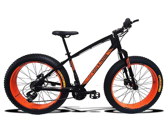 BICICLETA FAT BIKE ARO 26 VIZU X-TREME ALUMÍNIO 24V SHIMANO SUSPENSÃO INVERTIDA FREIO HIDRAÚLICO