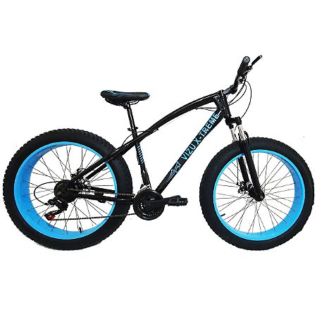 FAT BIKE ARO 26 VIZU X-TREME AZUL SHIMANO 21V SUSPENSÃO