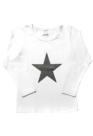 Camiseta Manga Longa Estrela Branca