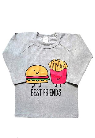 Camiseta Manga Longa Best Friends Batata Mescla