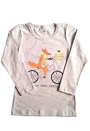 Camiseta Manga Longa Mescla Raposa Bicicleta