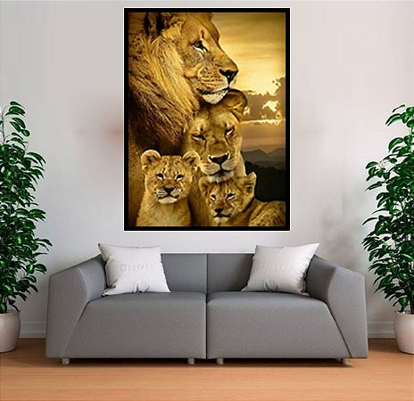 Quadro familia de leões