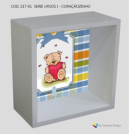 Nicho de parede infantil Customizado Serie Ursos I - Coraçãozinho, em madeira, várias cores