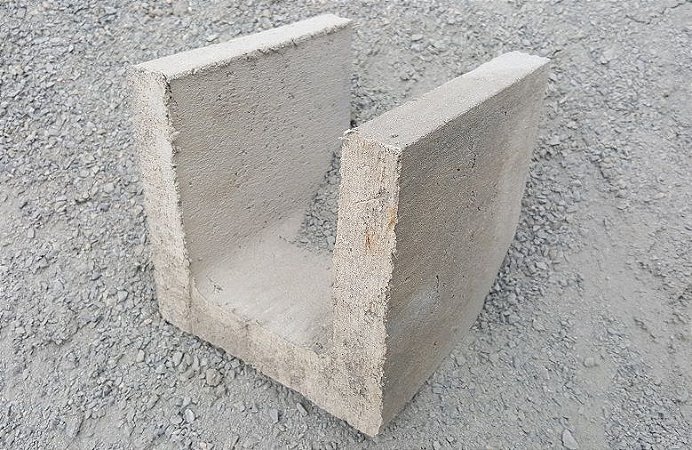 Meia canaleta de concreto 19x19x19