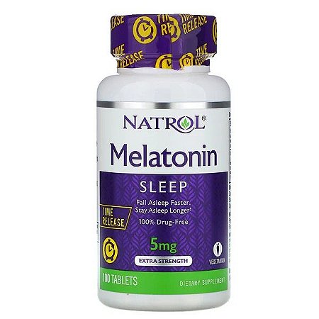 Melatonina, Natrol, Liberação Prolongada, Força Extra, 5 mg, 100 Comprimidos