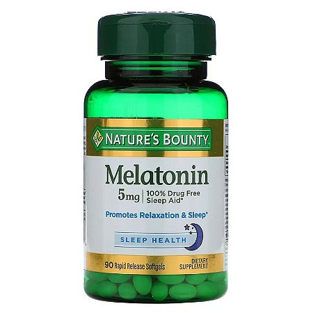 Nature's Bounty, Melatonina, 5 mg, 90 Cápsulas