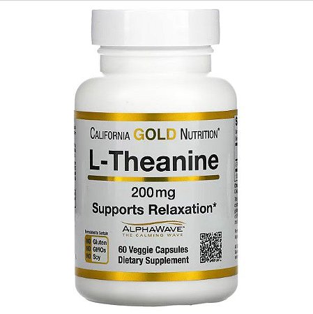 L-Theanine, California Gold Nutrition, 200 mg, 60 Cápsulas Vegetais