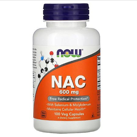 NAC, NOW Foods, 600 mg, 100 Cápsulas Vegetais