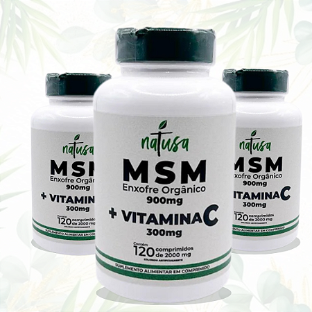 KIT 3 MSM + Vitamina C, Natusa, 900mg MSM, 300mg Vitamina C, 120 Comprimidos