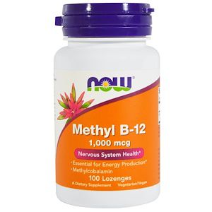 Vitamina B-12 Metilcobalamina Importada NOW FOODS 1000mcg 100 Comprimidos