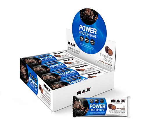 Power Protein Bar Dark Chocolate 8un 90gr - Max Titanium
