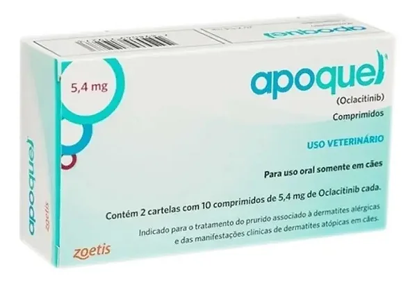 Apoquel 5,4mg 20 Comprimidos Controle de Coceira em Cães