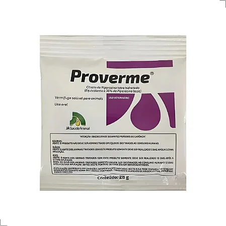 Proverme 28g Controle de Vermes em Bovinos Equinos e Aves