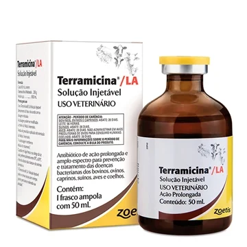 Terramicina LA 50ml Antibiótico para Bovinos Ovinos e Caprinos