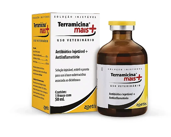 Terramicina Mais 50ml Antibiótico e Anti-inflamatório Zoetis