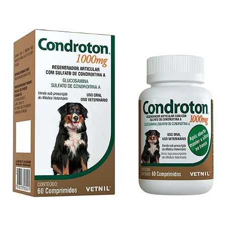 Condroton 1000mg Vetnil Condroprotetor para Cães 60 Comprimidos