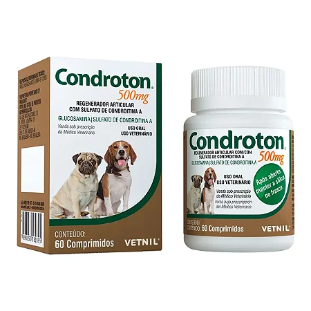 Condroton 500mg Vetnil Condroprotetor para Cães 60 Comprimidos