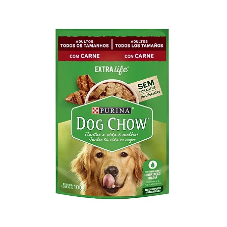 Dog Chow Carne 100g Sachê para Cães Adultos