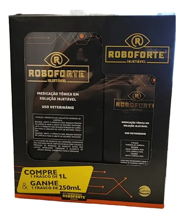 Roboforte Injetável 1L + Brinde 250ml Suplemento para Bovinos e Equinos