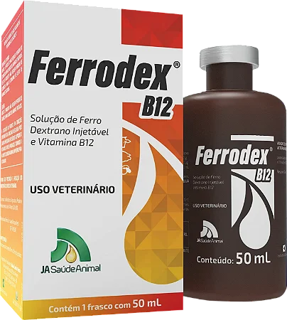 Ferrodex B12 50ml Ferro Dextrano Injetável para Leitões Bezerros Cordeiros