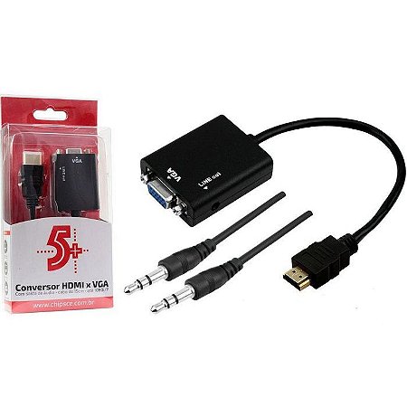 CONVERSOR HDMI PARA VGA SAIDA R/L 075-0823 5+ BOX