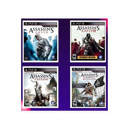 Assassins Creed Quadrilogia (1+2+3+Black Flag) Mídia Digital Ps3 Psn