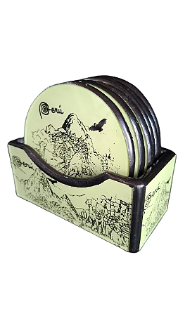 Conjunto Porta-copos peruanos com desenho de Machupicchu
