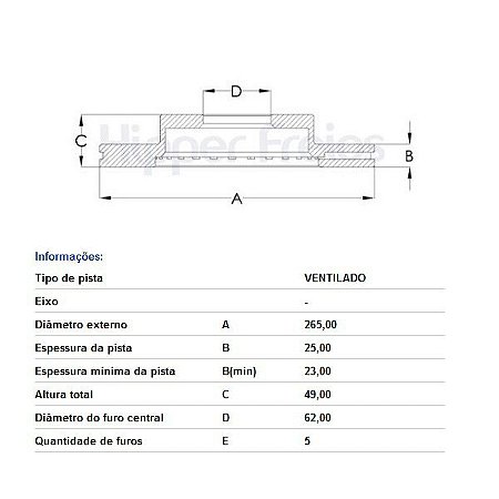 PAR DISCO DE FREIO DIANTEIRO CHERY TIGGO 09/15 - HF53E