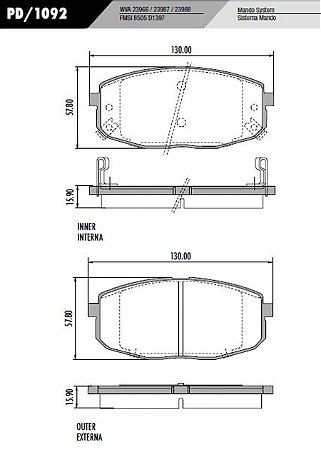 PASTILHA DE FREIO KIA CERATO 1.6 09/13 FRAS-LE PD/1092 - PAR
