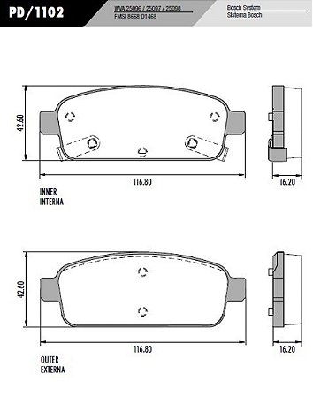 PASTILHA DE FREIO CRUZE 1.8 FRAS-LE PD/1102 - PAR (TRASEIRA)