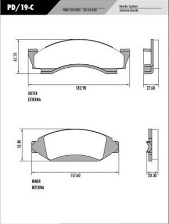 JOGO PASTILHA DE FREIO DIANTEIRA FORD F1000, F2000 - PD/19-C